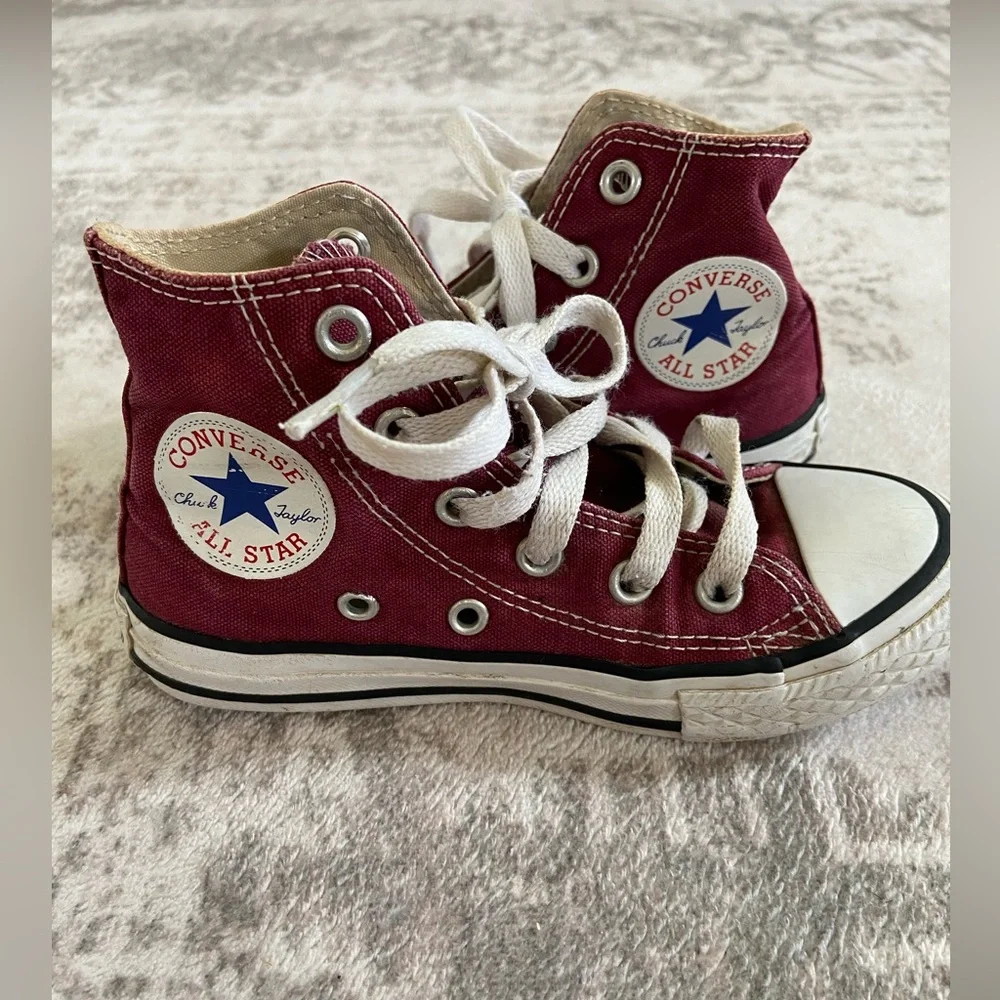 Kids Maroon Converse High-Tops Sneakers Sz 11 - Picture 5 of 10
